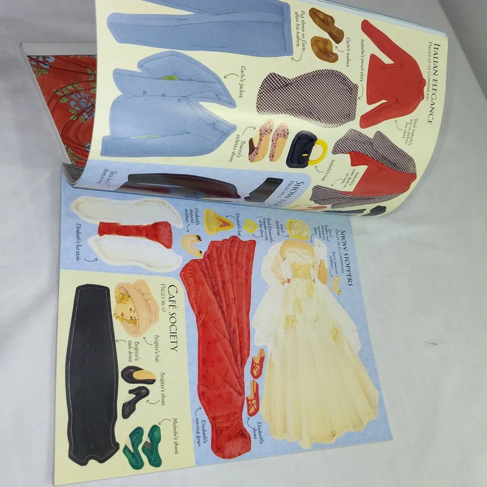 Creative Haven Usborne 1950s Fashion Coloring and Sticker Book Set Vintage Style